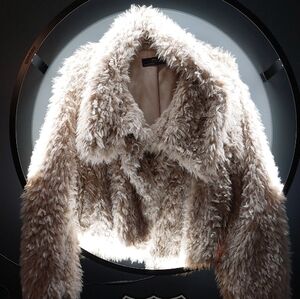 Zara Cream Teddy Jacket Plush Shaggy Texture